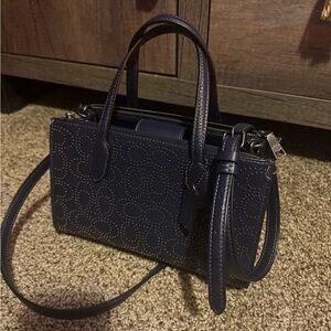 Coach Midnight Blue Leather with Gunmetal C Logo  Tote 2024